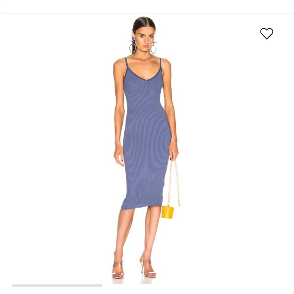 ENZA COSTA for FWRD Rib Strappy Bra Midi Dress, M, Vintage blue